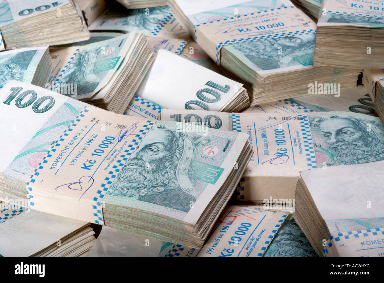 czech-currency-100-koruna-bills-stock-photo-alamy
