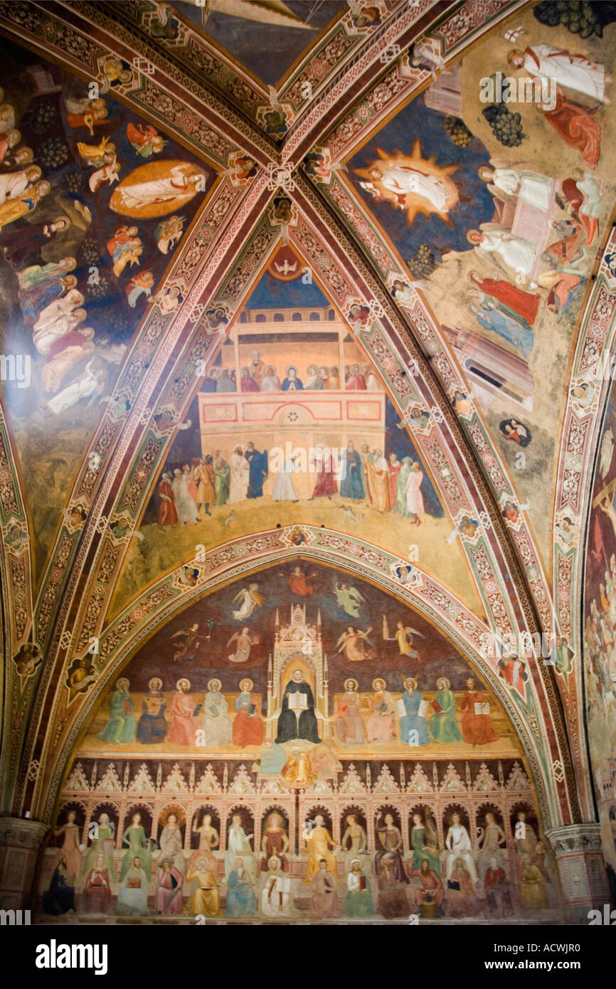 Santa Maria Novella Spanish Chapel Capelloni degli Spagnoli with ceiling and wall frescoes Florence Tuscany Italy Stock Photo
