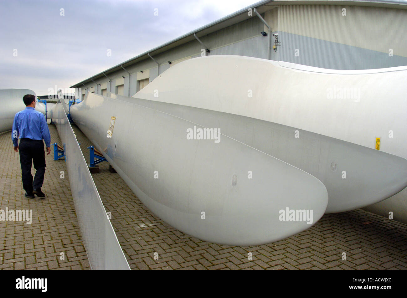 Wind Turbine blades manufactured at the Vesta blade factory on the Isle ...