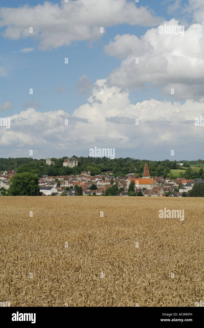 Panoramic view of Preuilly-sur-Claise (37290), sud-Touraine, France. Stock Photo