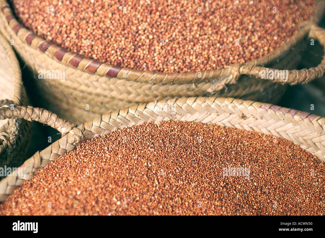 basket full of millet grains at a african Market Stock Photo - Alamy