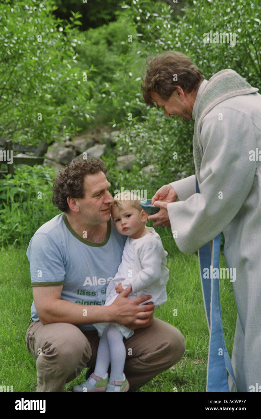 baptism outside, Austria, Oberoesterreich, Leopoldschlag Stock Photo