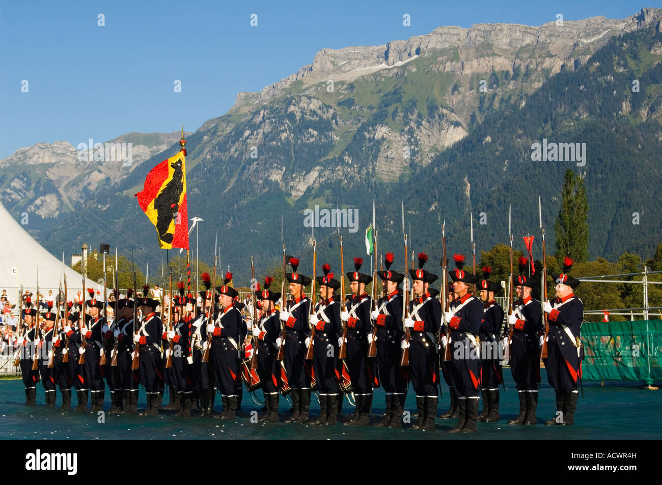 Switzerland Jungfrau Region Interlaken A Military Marching Group Parade