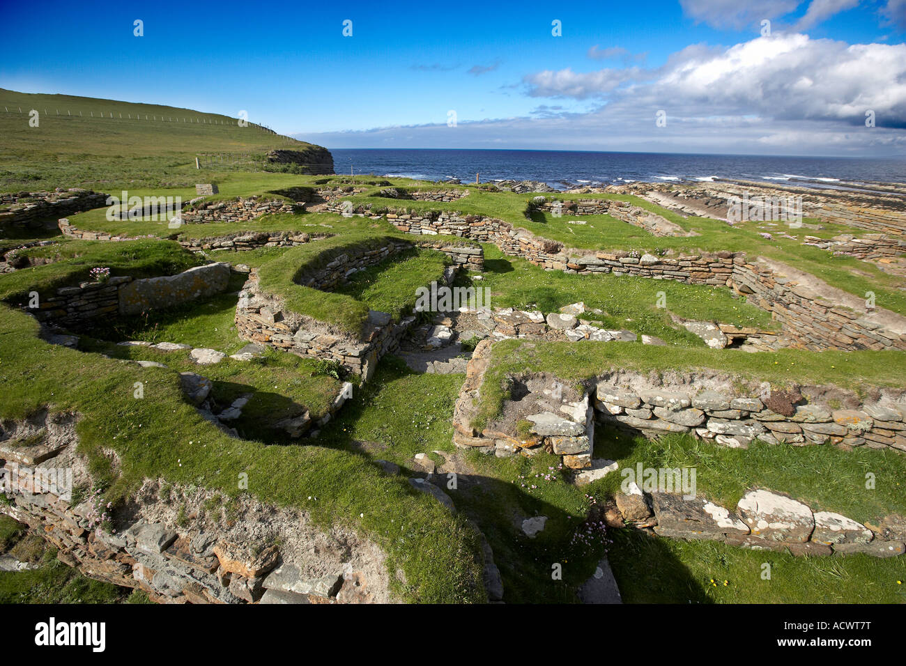 Remains of the Norse settlement on Brough of Birsay Orkney Islands Sc