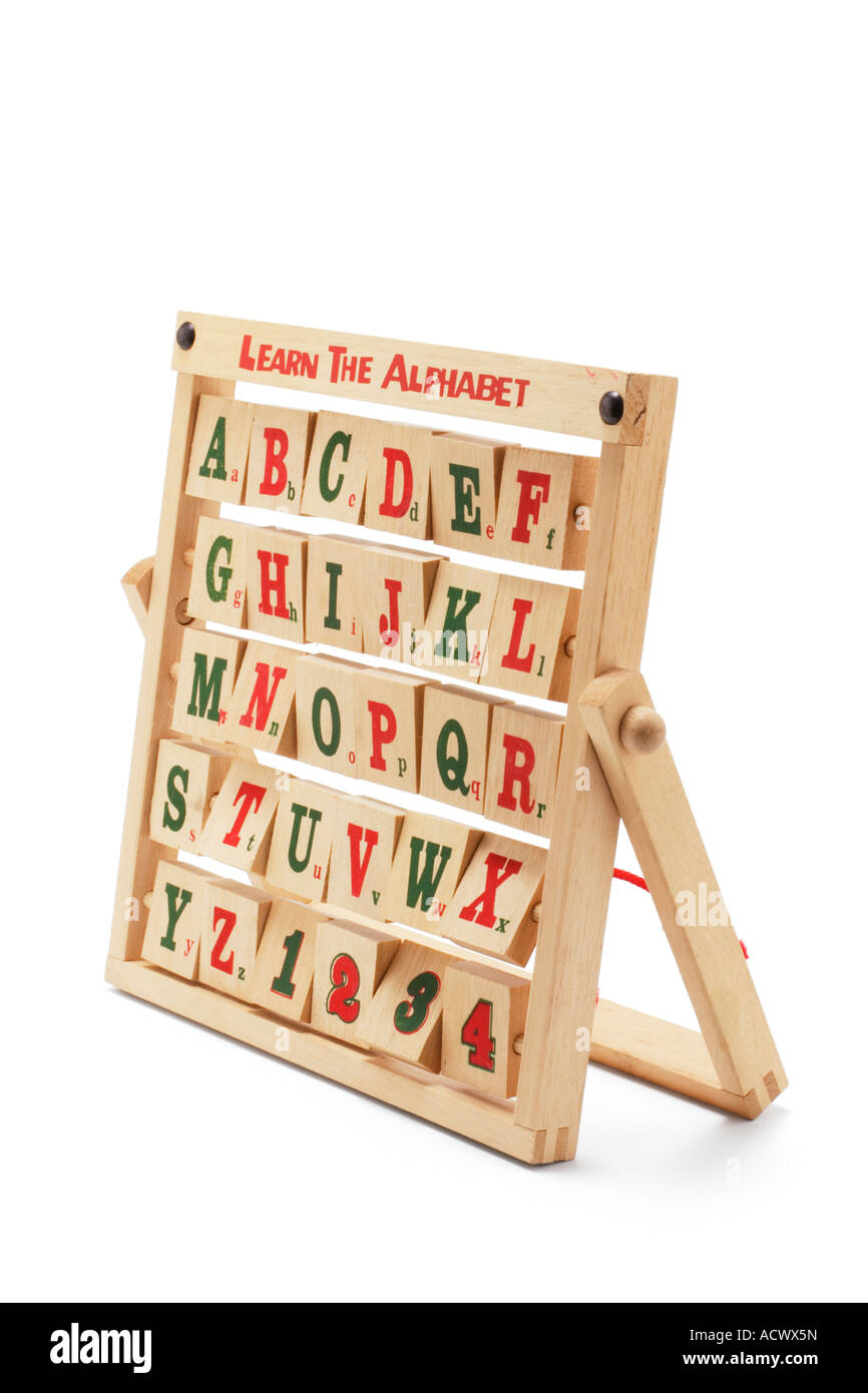 Alphabet Blocks with Wooden Rack Stock Photo - Alamy