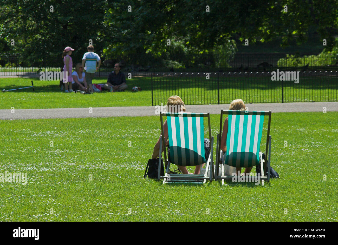 Summer in Green Park in London, with Deck Chairs Stock Photo - Alamy