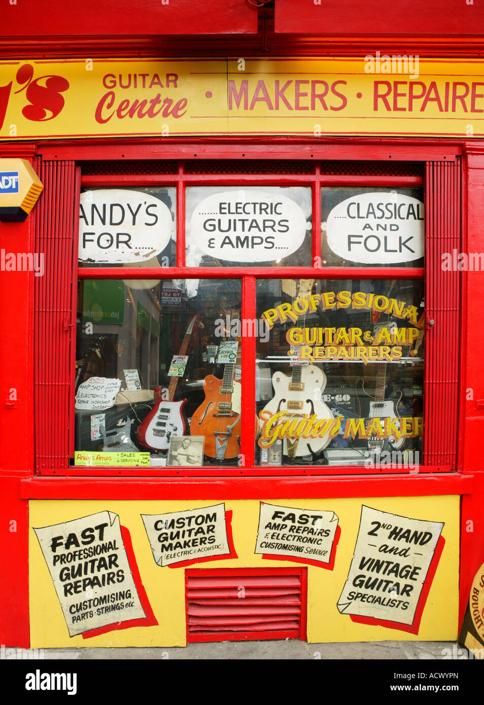 A Guitar shop in Denmark Street London Stock Photo