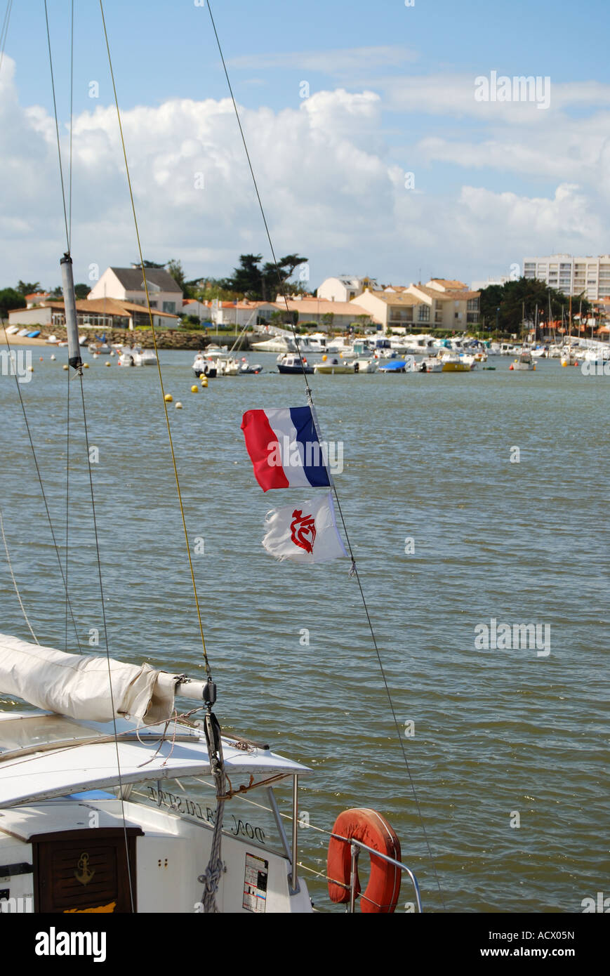 vendee pennant with french tricolor st giles croix de vie vendee france no 2506 Stock Photo