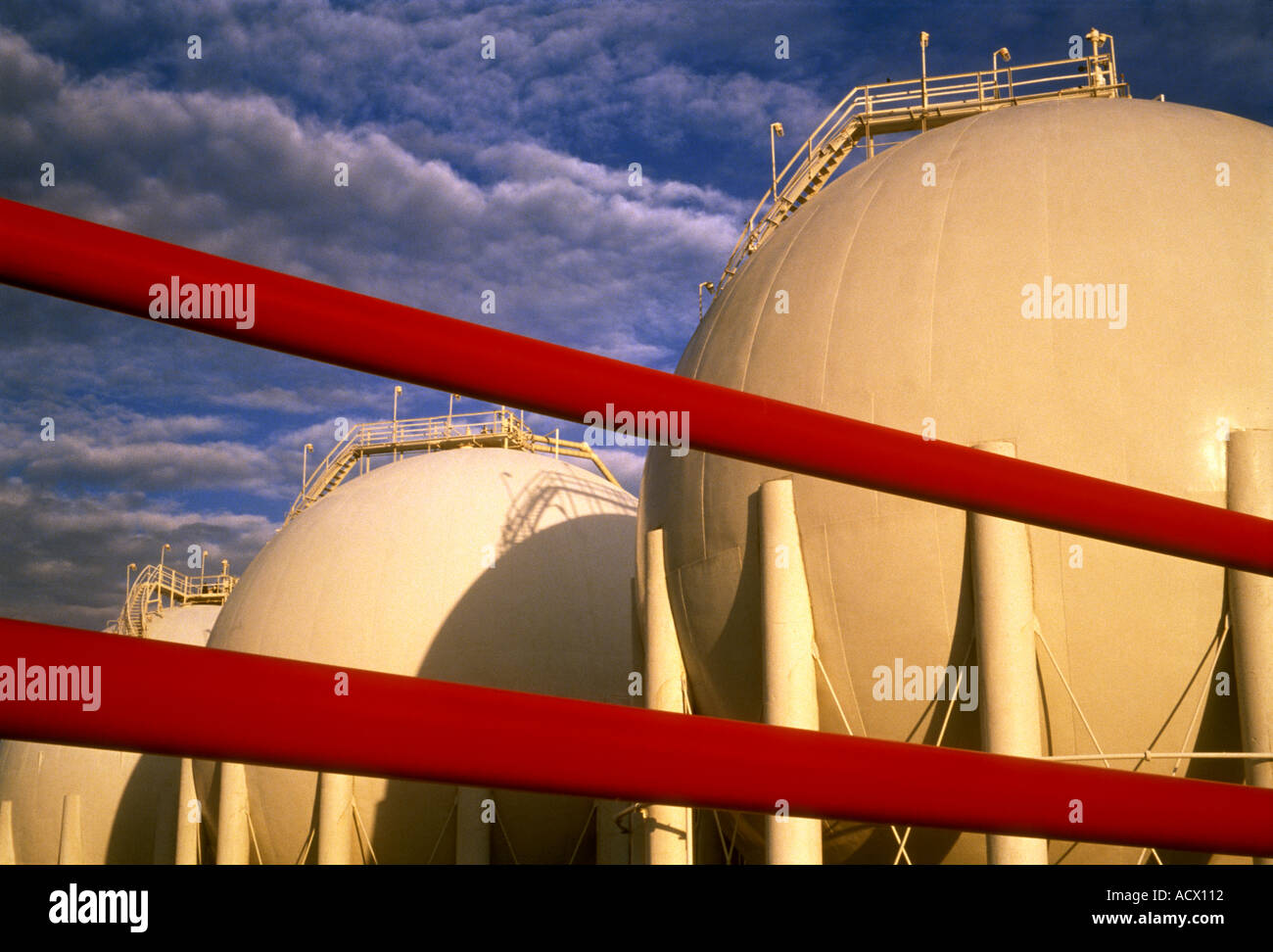 Natural gas storage tanks in Houston Texas Stock Photo Alamy