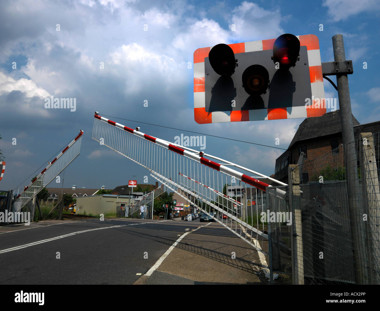 Level Crossing Barrier Being Lowered Flashing Warning Light Stock Photo Alamy Level Crossing Barrier Being Lowered Flashing Warning Light Stock Photo Alamy