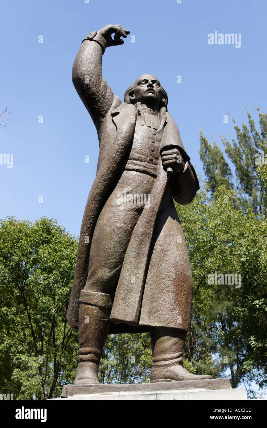 Statue of Miguel Hidalgo in Plaza Hidalgo Coyoacan Mexico City Mexico Stock Photo