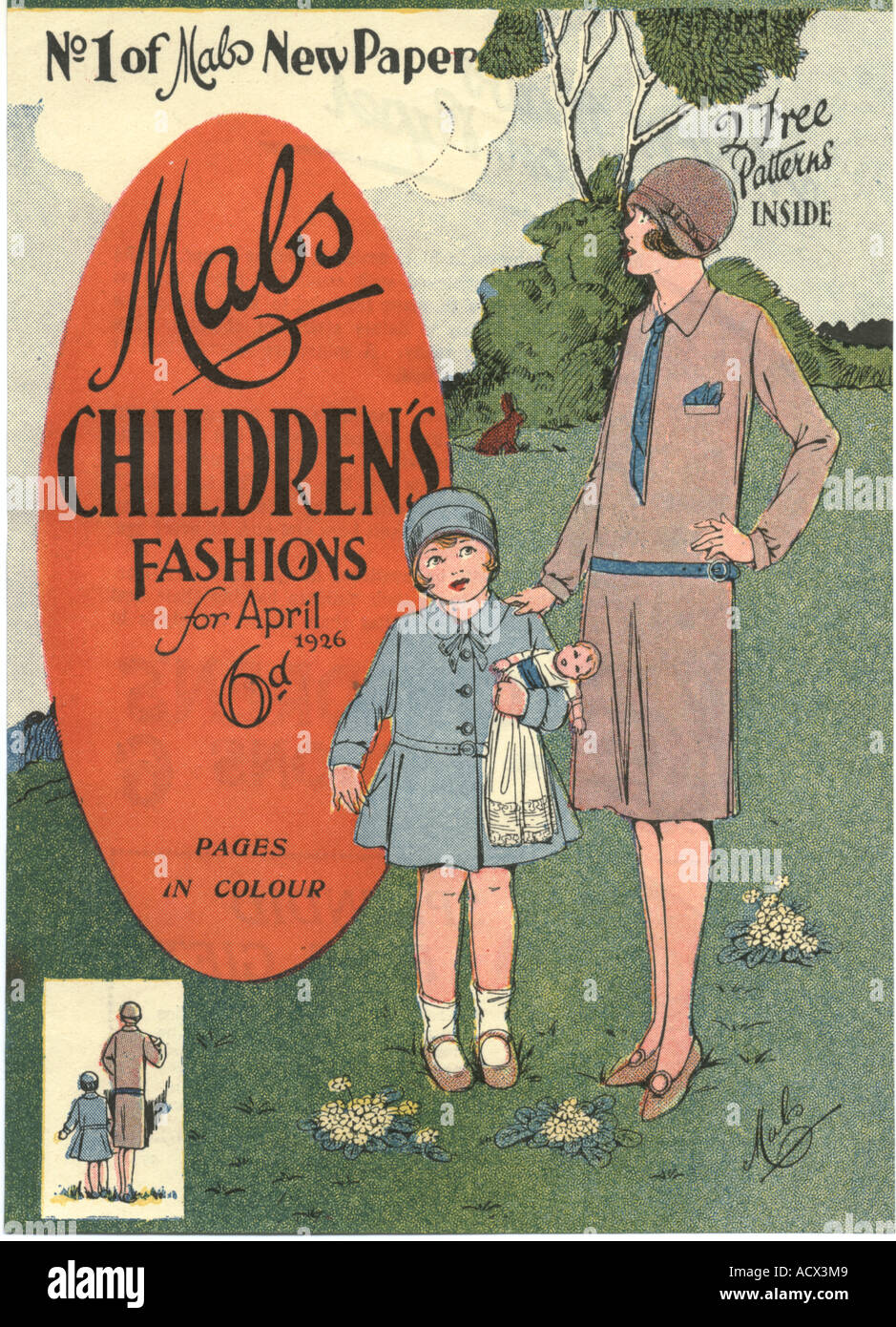 Advertisement leaflet for first issue of Mabs Children's Fashions 1926 Stock Photo