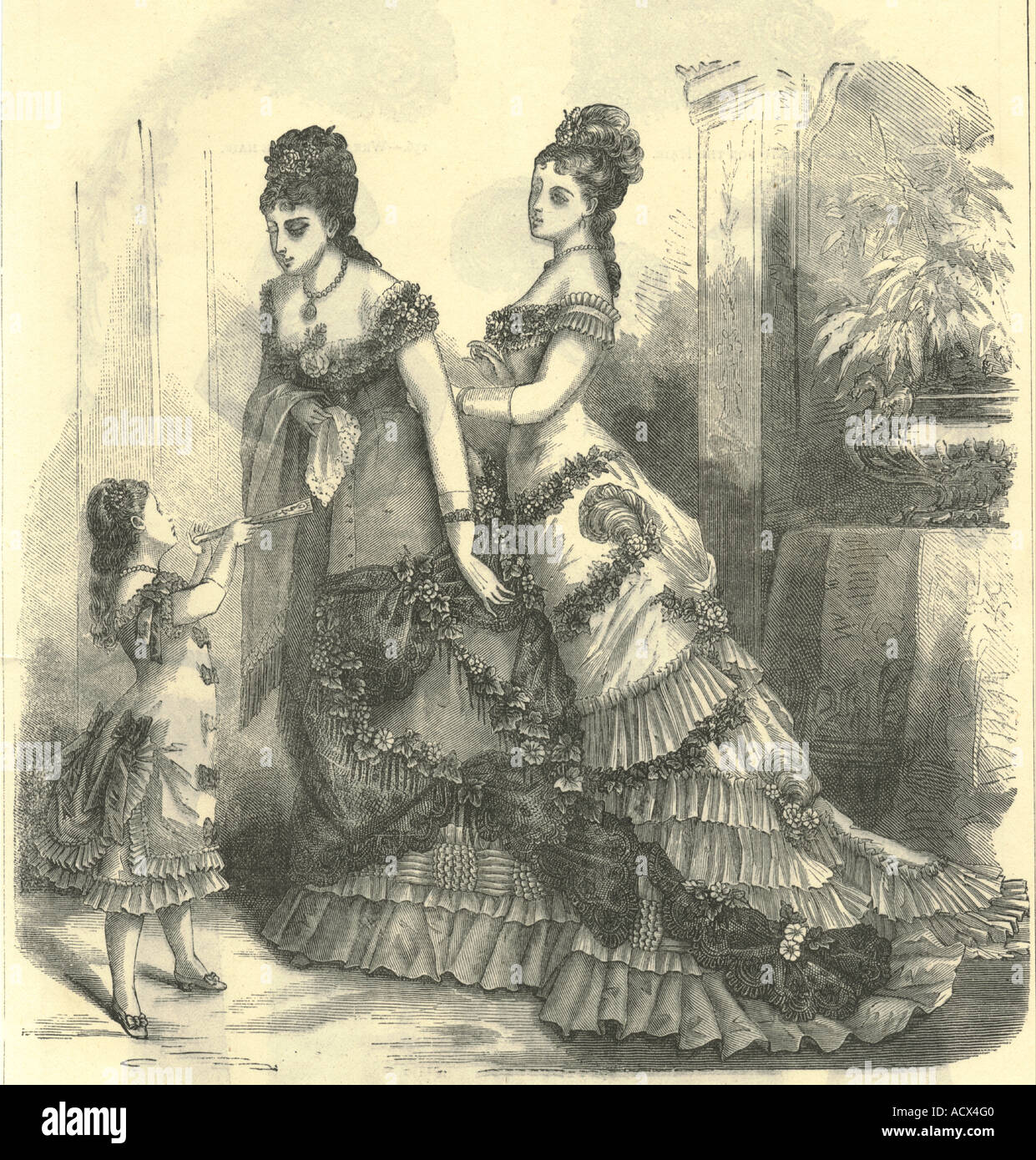 Fashion plate for 'Ball Toilets' 1877 Stock Photo