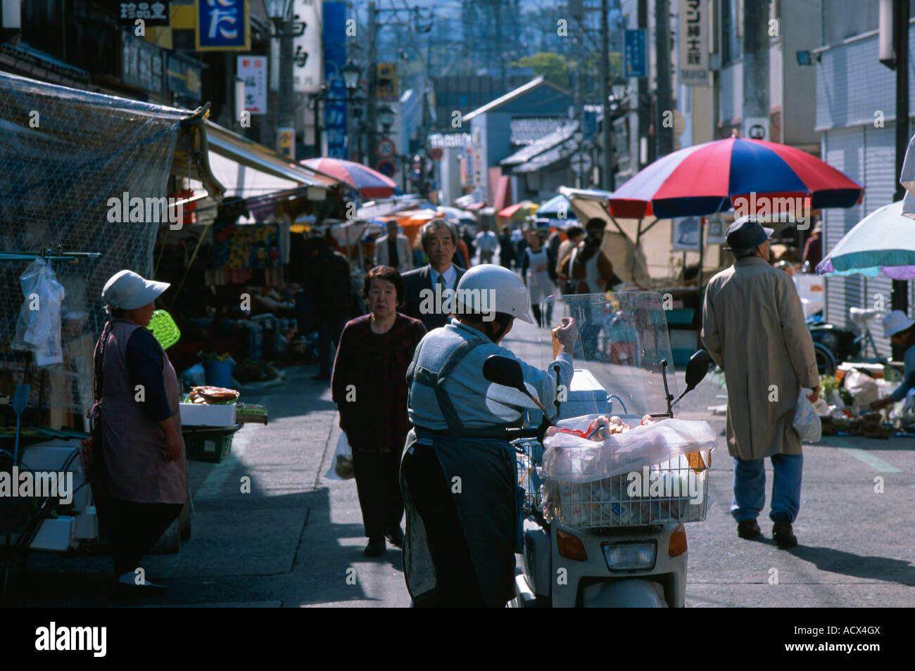 Market Street Scene Wajima Ishikawa Japan Stock Photo