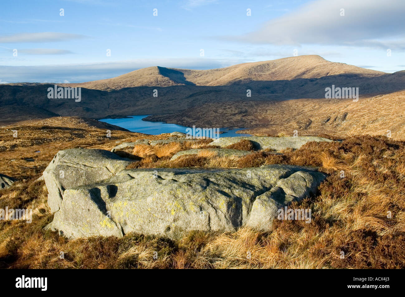 Merrick, highest hill in the Southern Uplands, seen from The Rig of The Jarkness ridge, Dumfries and Galloway, Scotland, UK Stock Photo