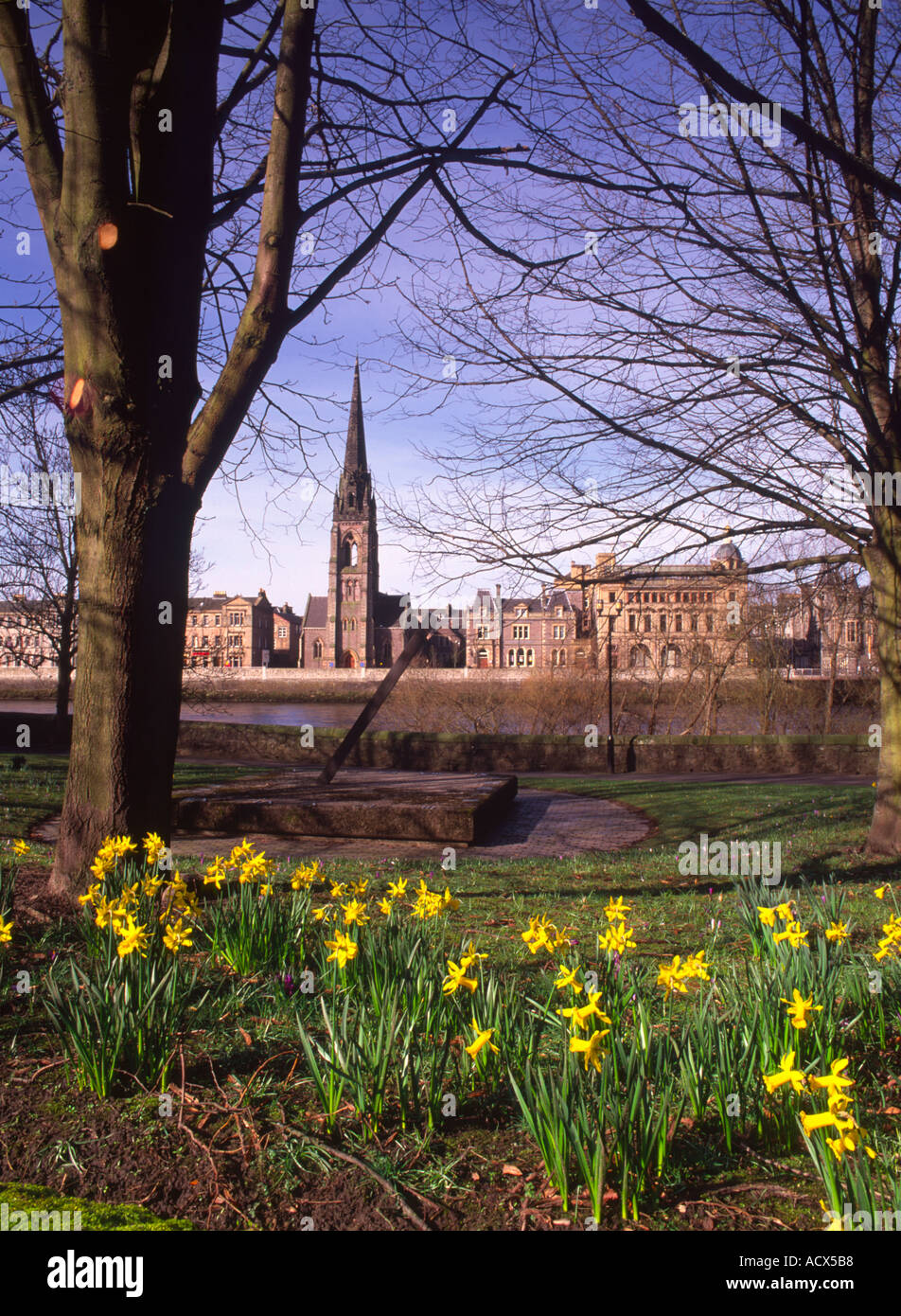 A view of the River Tay and the Bridges at Perth Perthshire Scotland ...