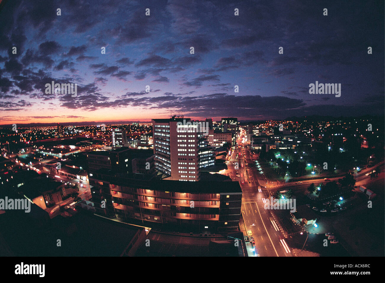 Twilight after sunset view of Independence Avenue seen from Kalahari ...