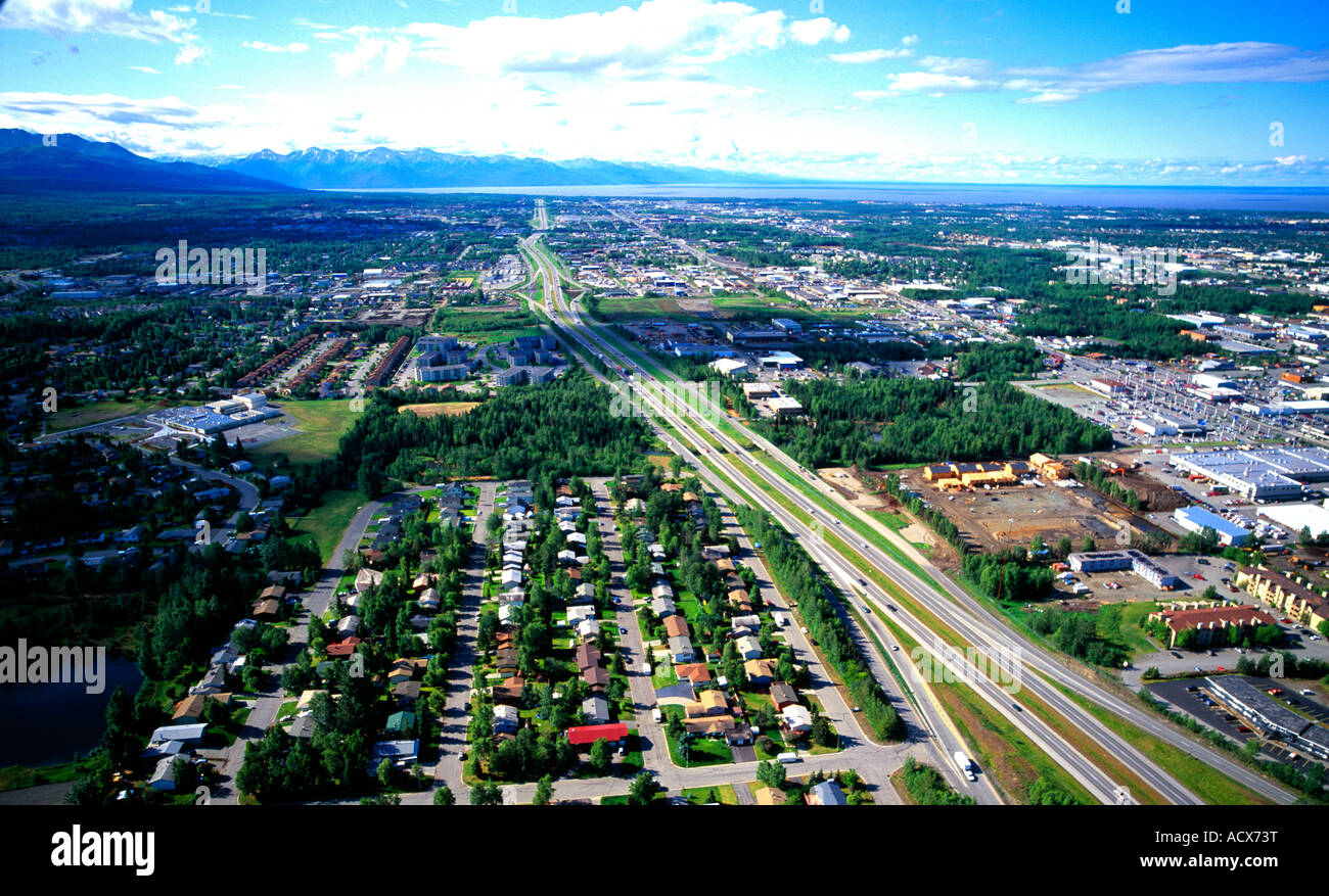 New Seward Highway in Anchorage an aerial south view Stock Photo Alamy
