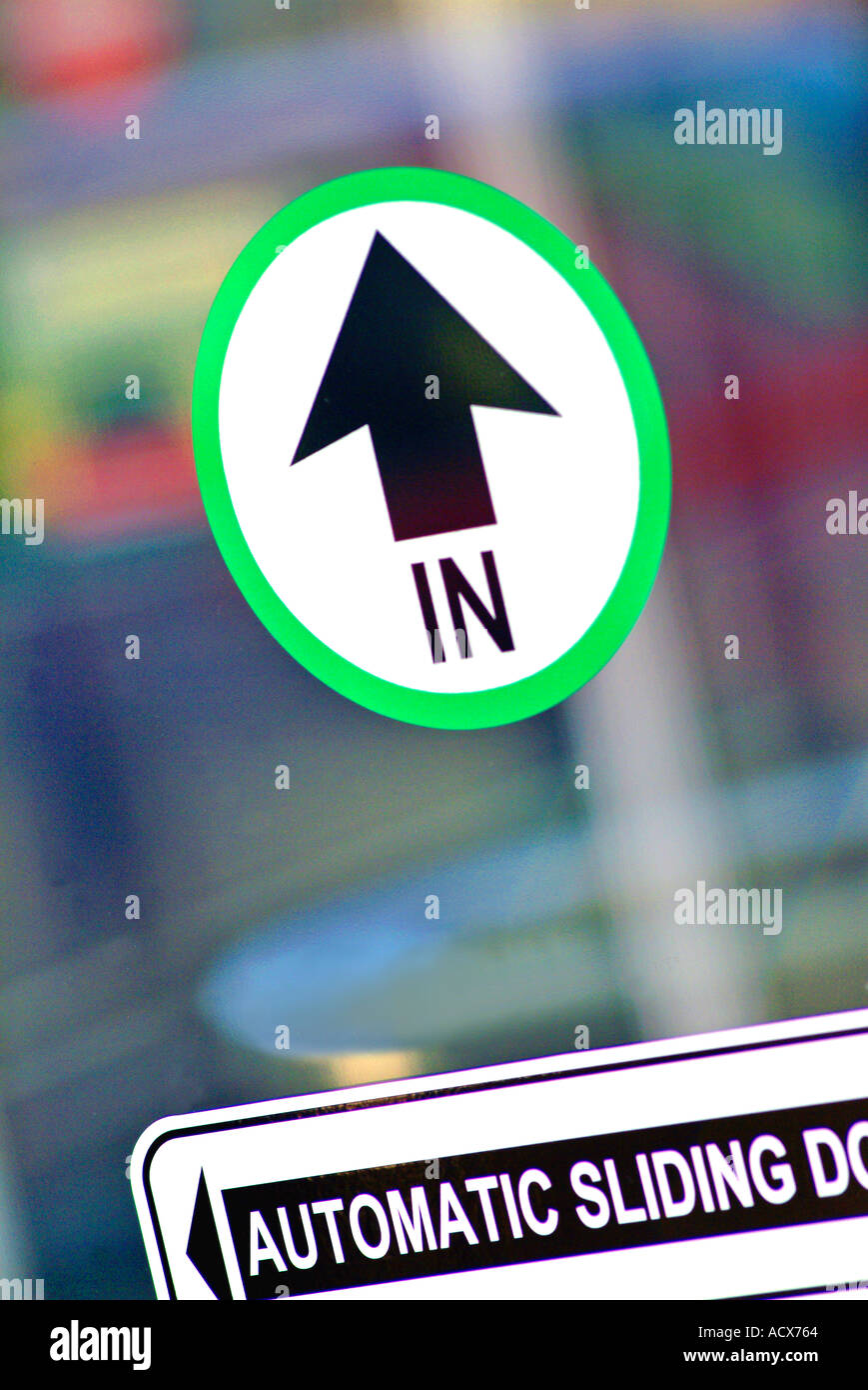 Entry sign on glass door at airport Stock Photo Alamy