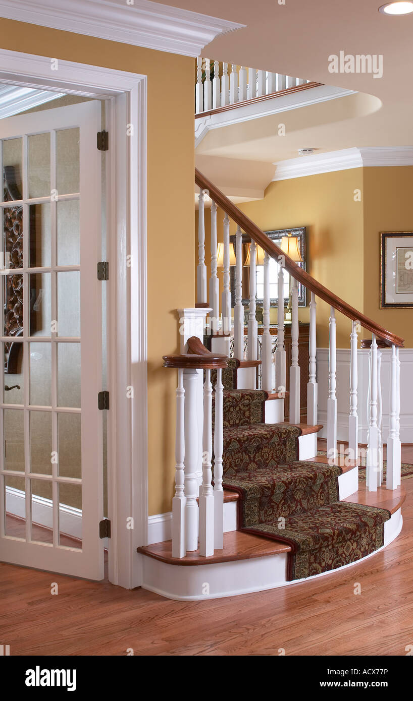 Staircase Stairs Steps Landing, Living Room, USA Stock Photo Alamy