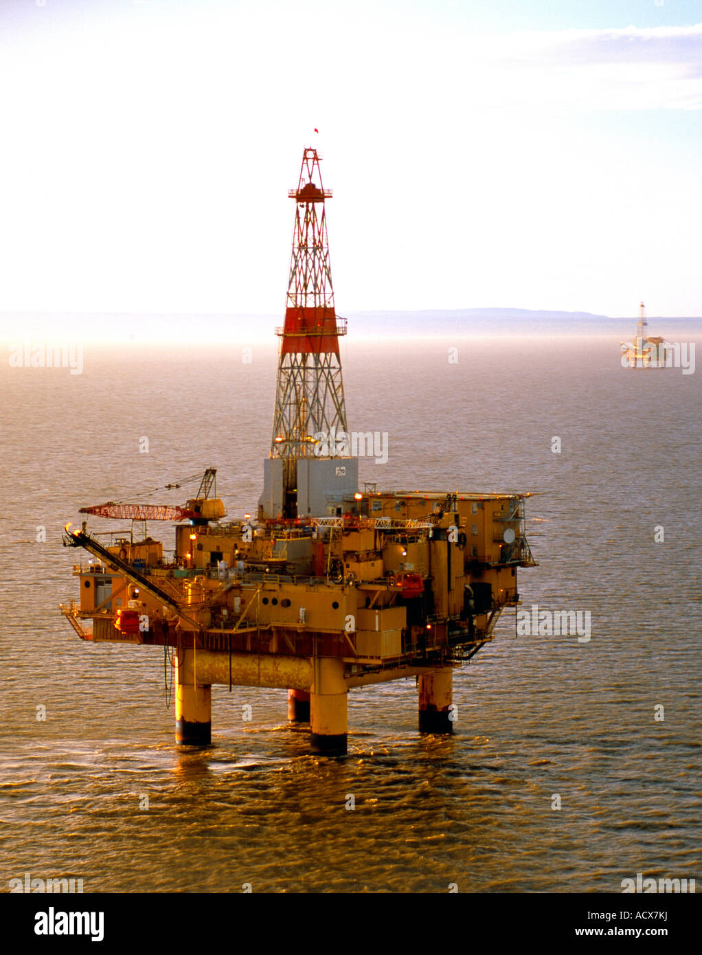 The C offshore oil rig in the Cook Inlet Alaska The oil rig is operated by XTO Energy Stock Photo