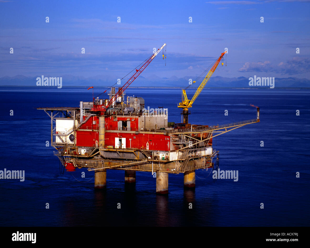 Tyonek A offshore platform produces gas. Stock Photo