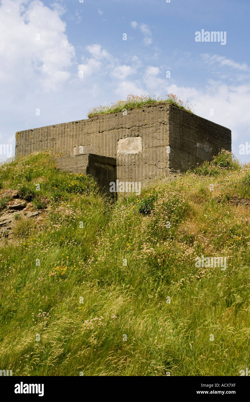 second world war concrete pill box at the entrance to Aberystwyth