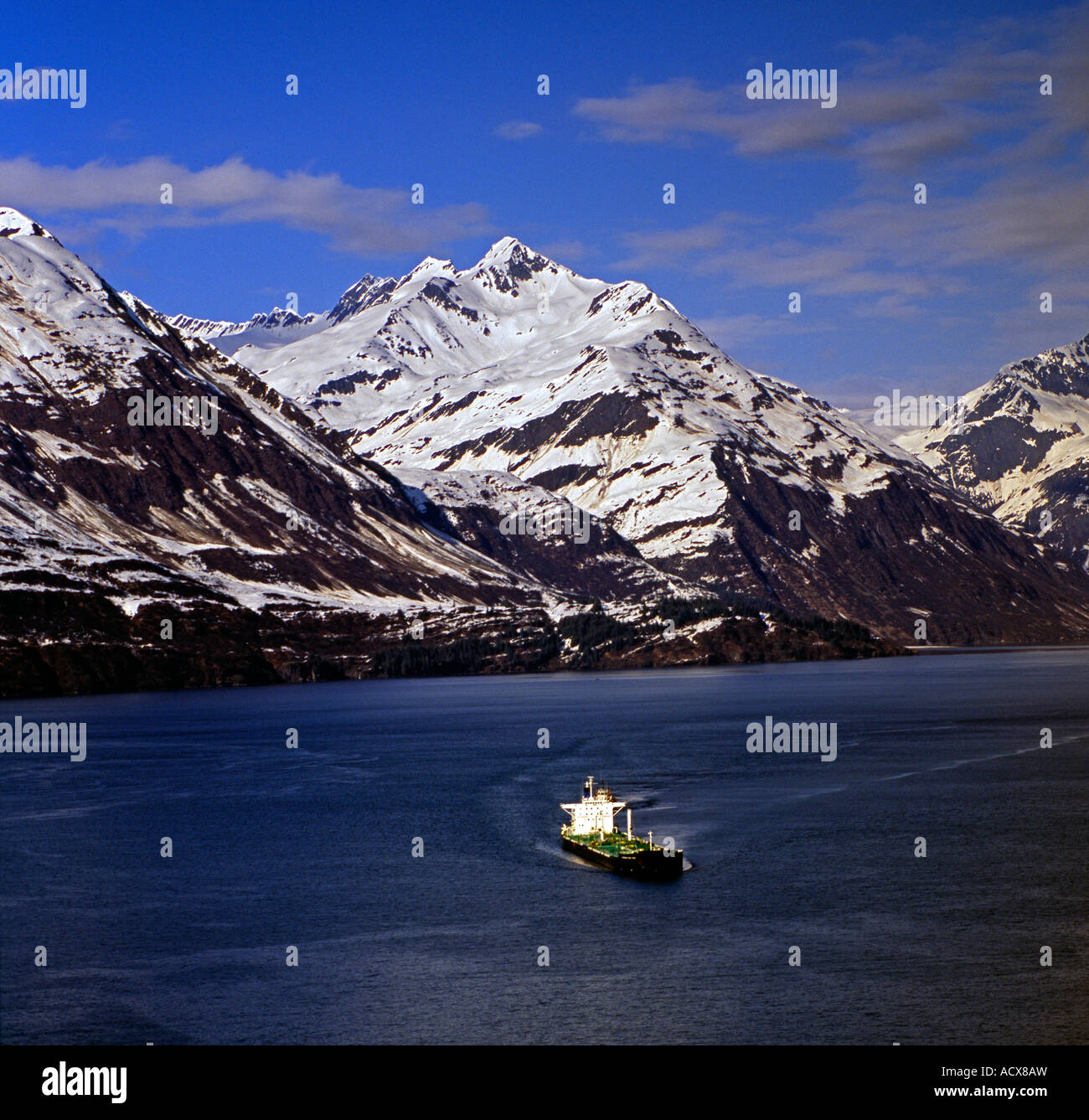 An oil tanker sailing out of Valdez Narrows Stock Photo Alamy