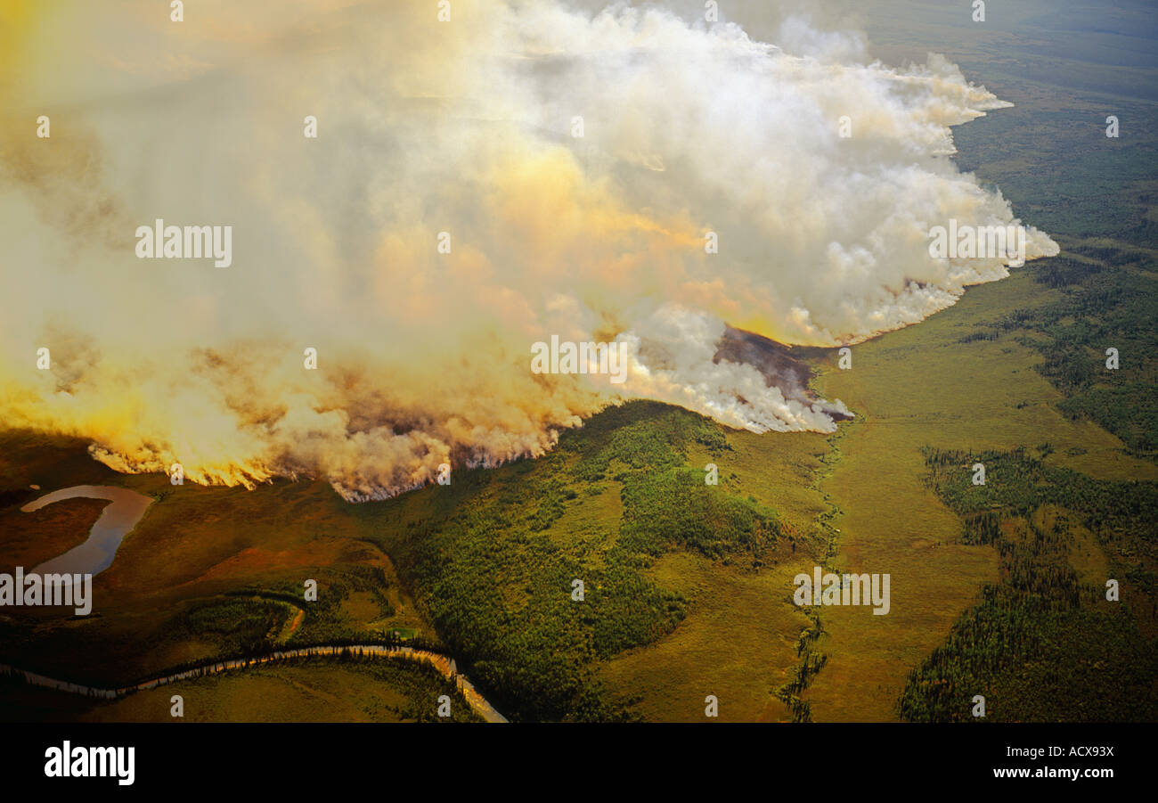An aerial view of the forest fire in the Nulato Hills in Koyukuk
