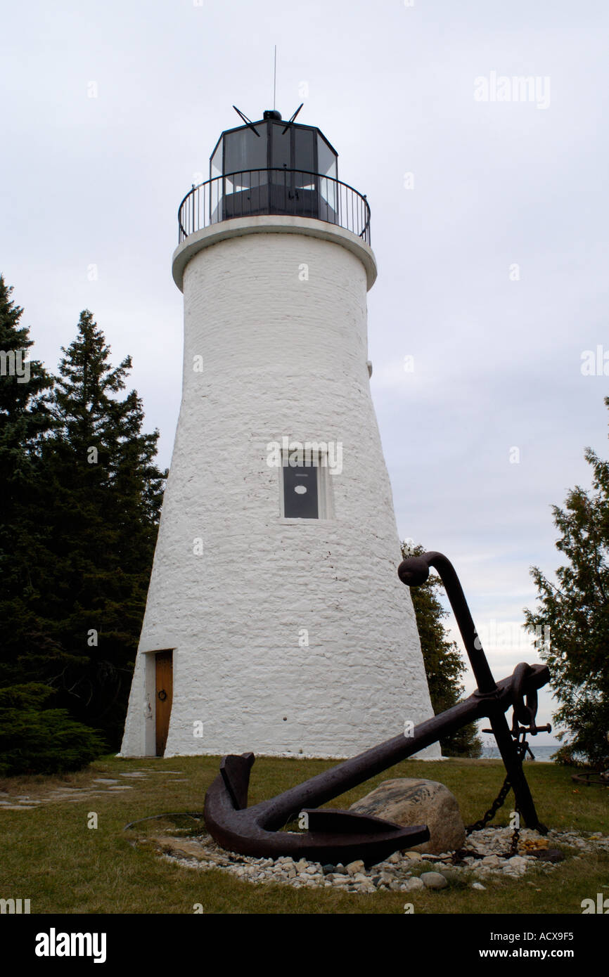 Old Presque Isle Lighthouse in Michigan Stock Photo Alamy