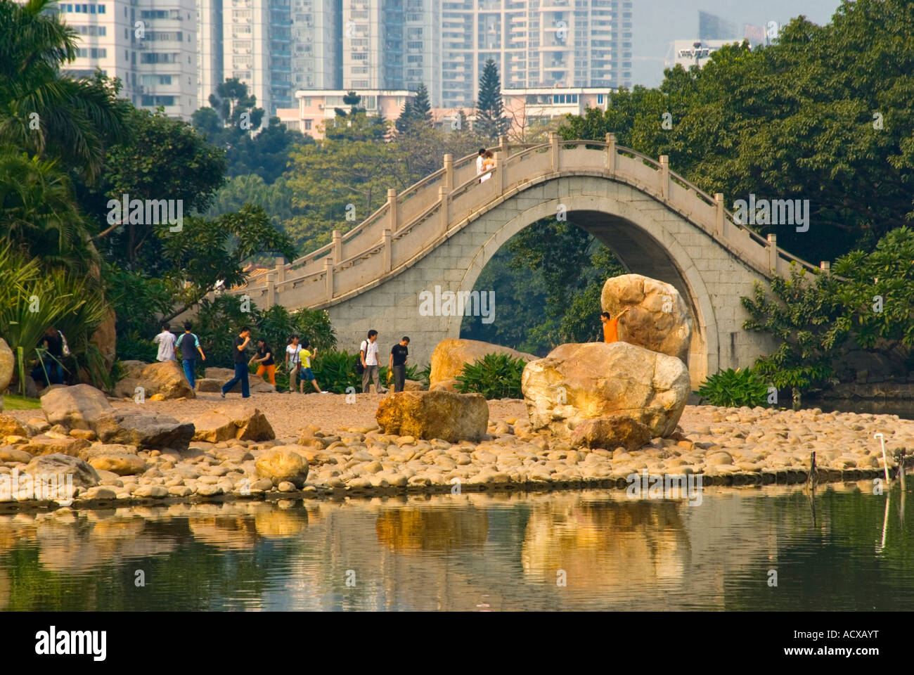 Asia china guandong shenzhen special economic zone SEZ litchi park bridge Stock Photo