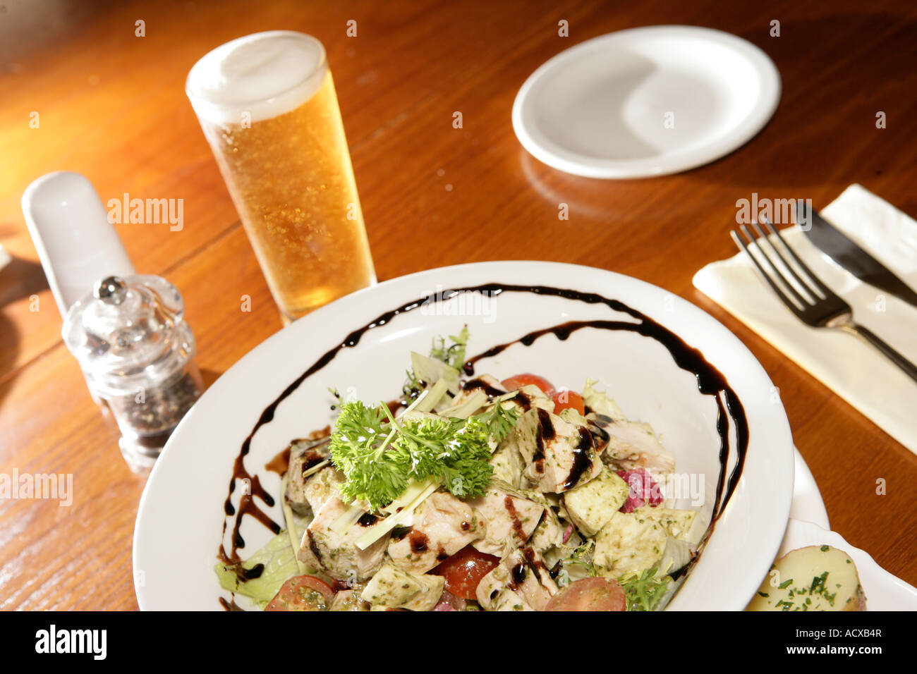 salad and lager Stock Photo