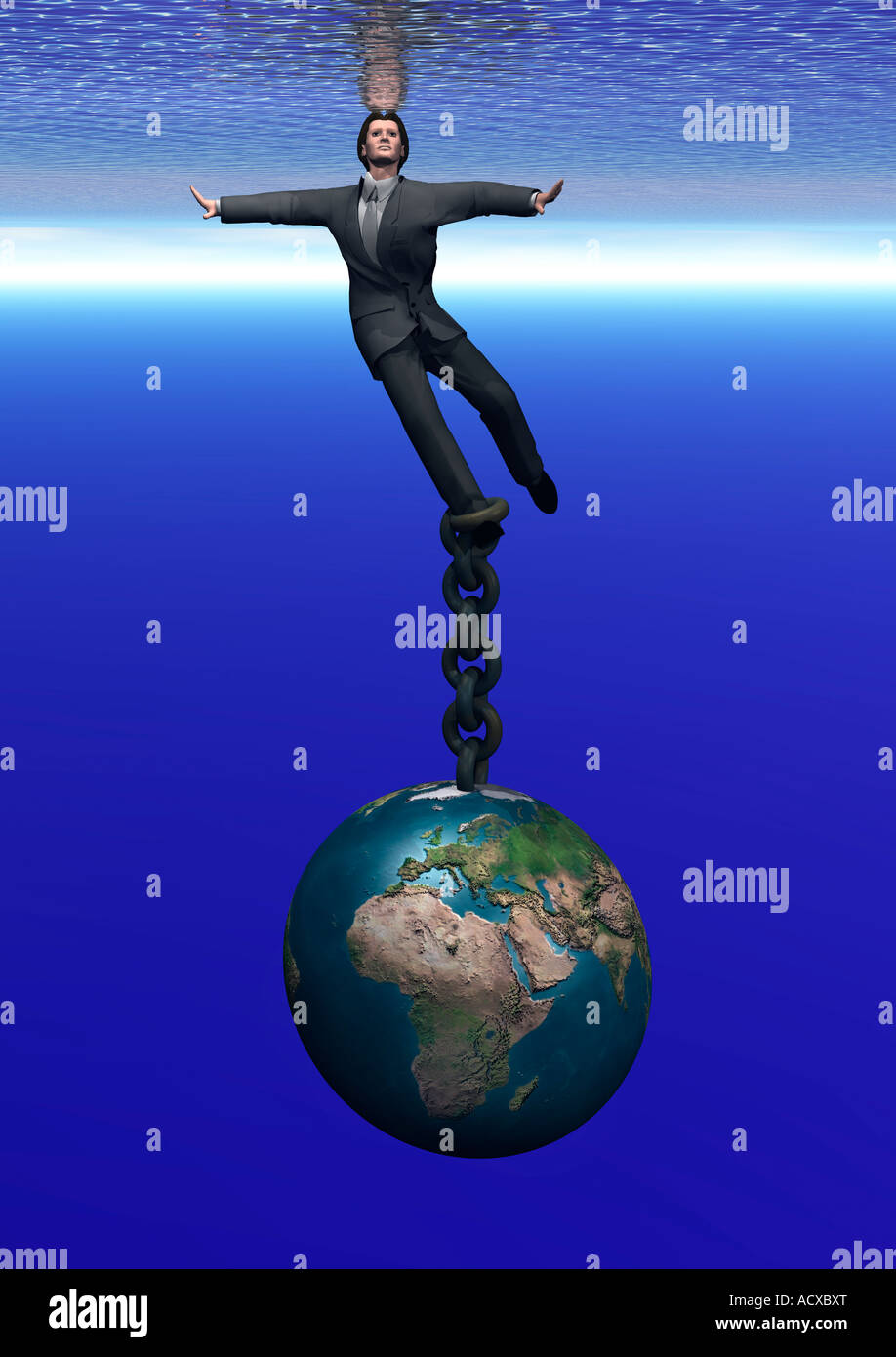 The Weight Of The World.A 3D Conceptual Image Stock Photo