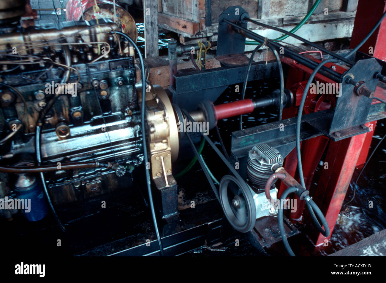 Dredge compressor Guyana Mazaruni South America Stock Photo