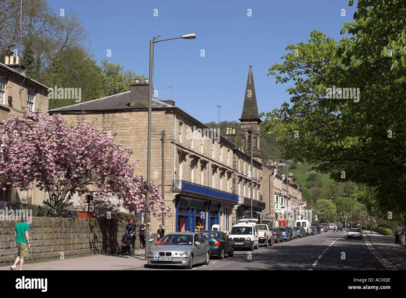 Main road and High Street through Matlock Bath in Derbyshire Stock