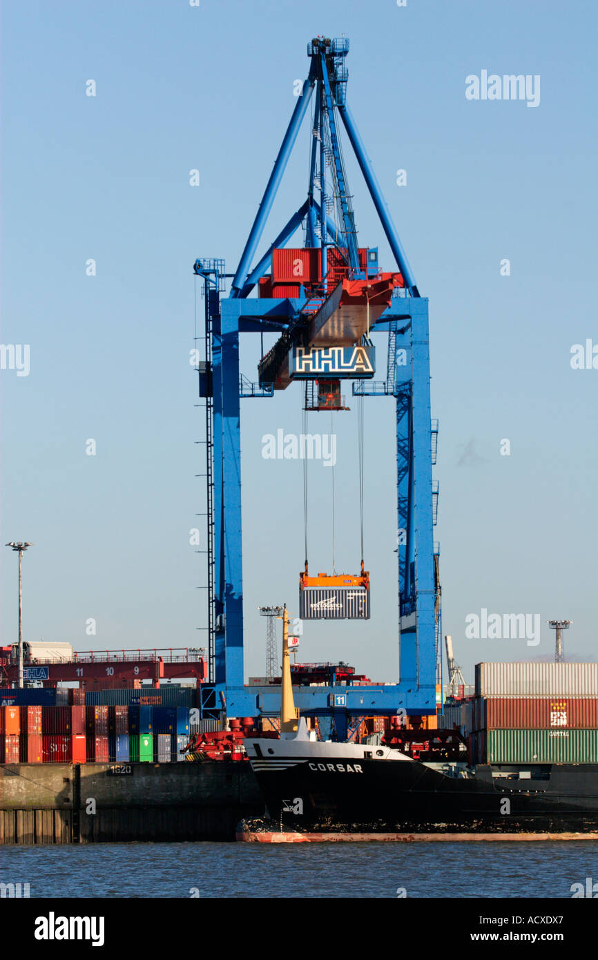 Container loading in a harbor Stock Photo