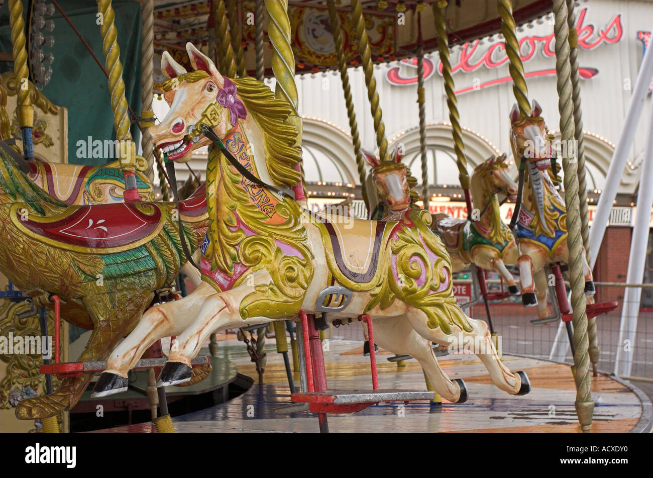 Merry Go Round on the promenade at Southport Stock Photo