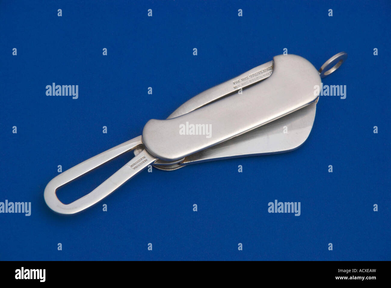 A sailor's jack knife showing the shackle key Stock Photo
