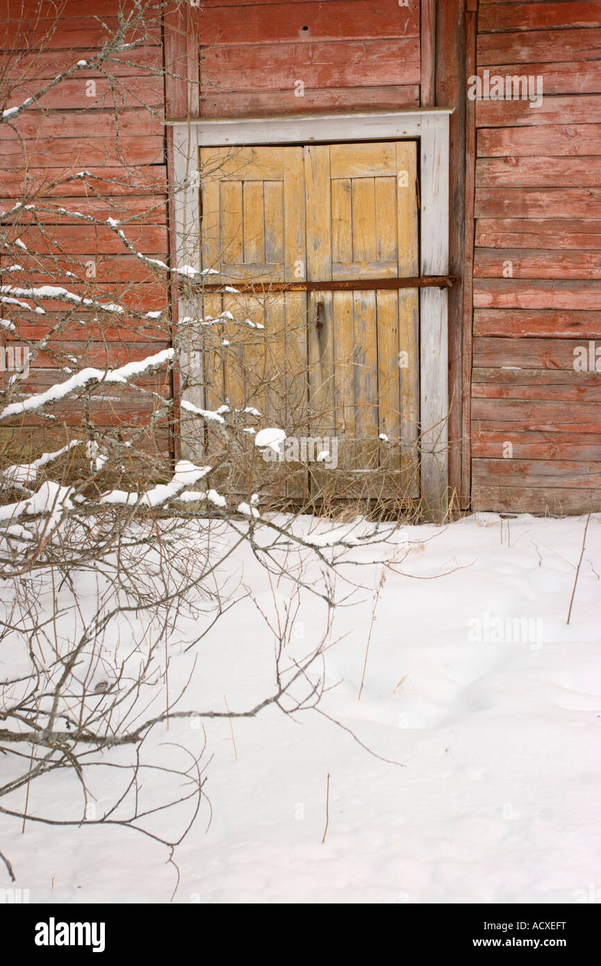 Wooden storage building at countryside in Kirkkonummi, Finland, EU ...