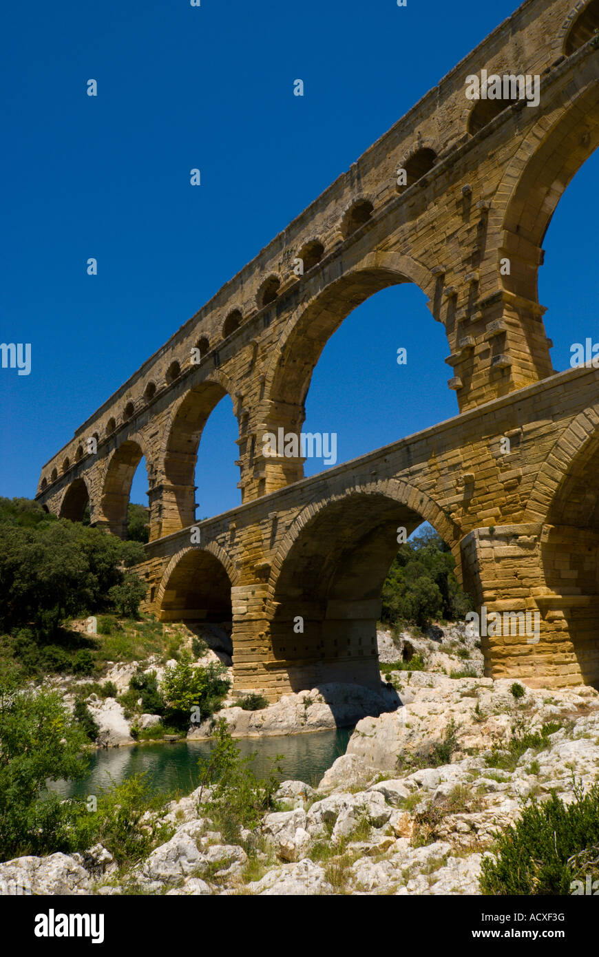 Gard region France Provence Rhône Pont du Gard world heritage site view ...