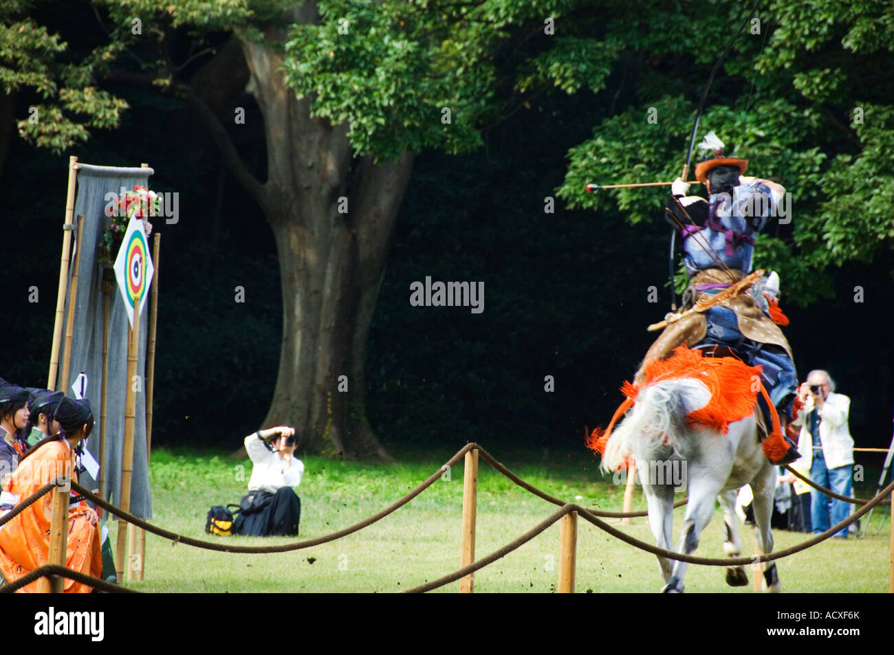 Japan Honshu Island Tokyo Horse Back Archery Yabusame Competition Stock