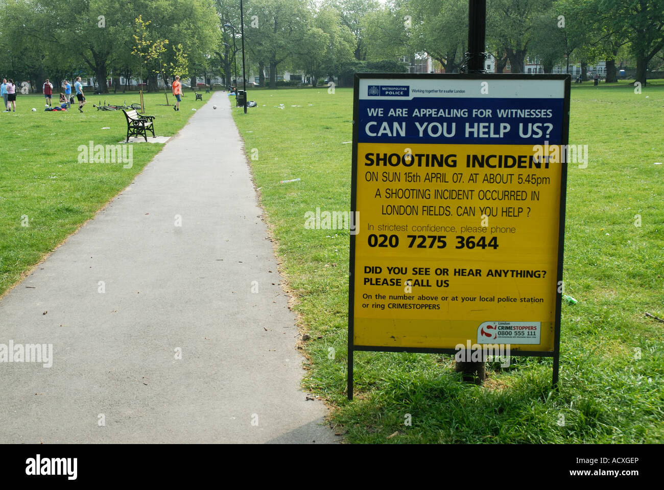 East London England Hackney Police crime information board asking for