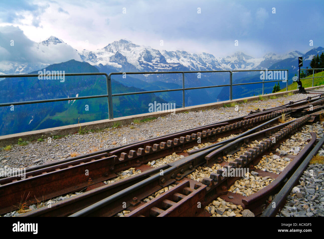 Mountain railway track Stock Photo