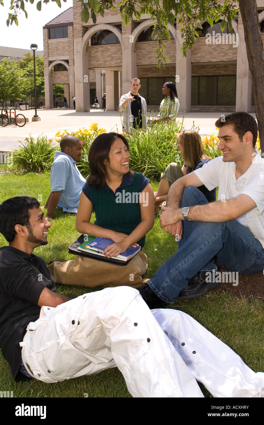 College students on campus Stock Photo