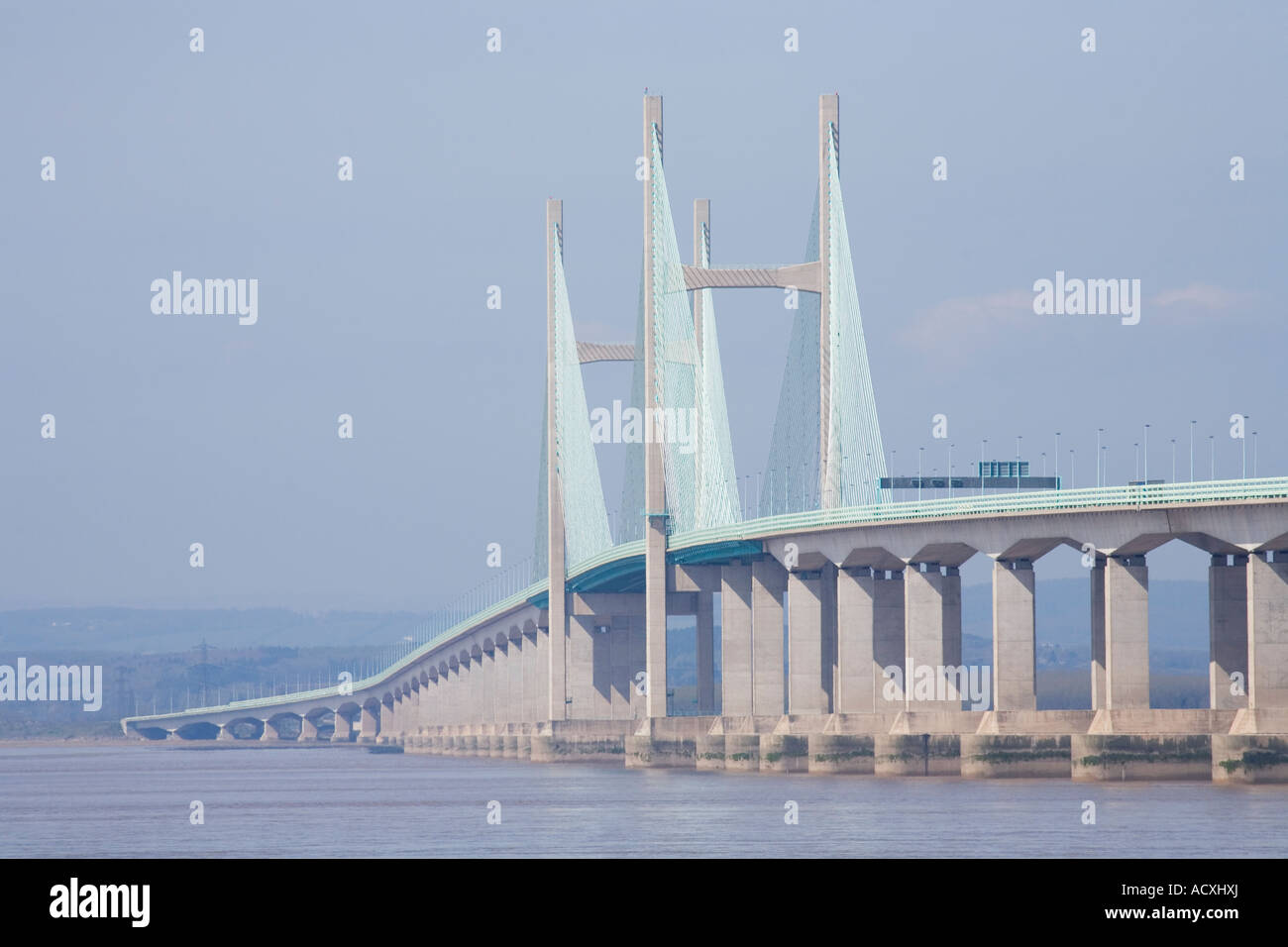 New Severn Bridge across the River Severn estuary that divides England