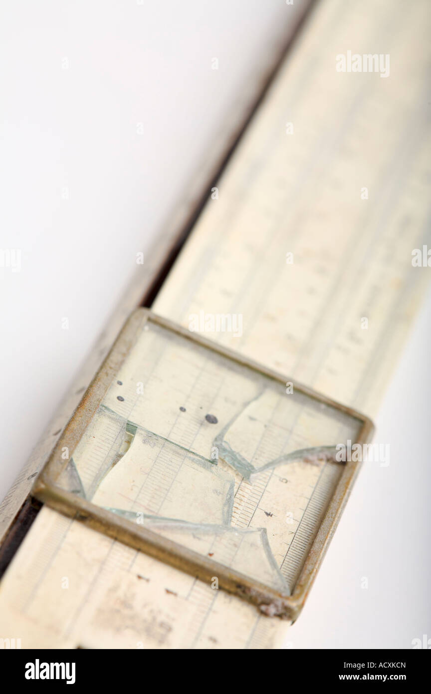 Close up of a broken slide rule. Stock Photo
