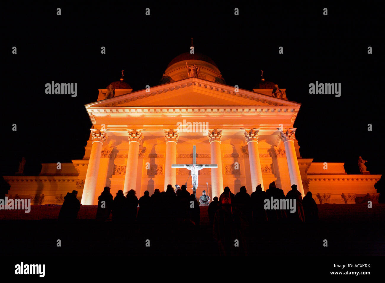 Ecumenical Passion Play, Via Crucis - Way of the Cross, Helsinki Cathedral, Senate Square, Helsinki, Finland Stock Photo