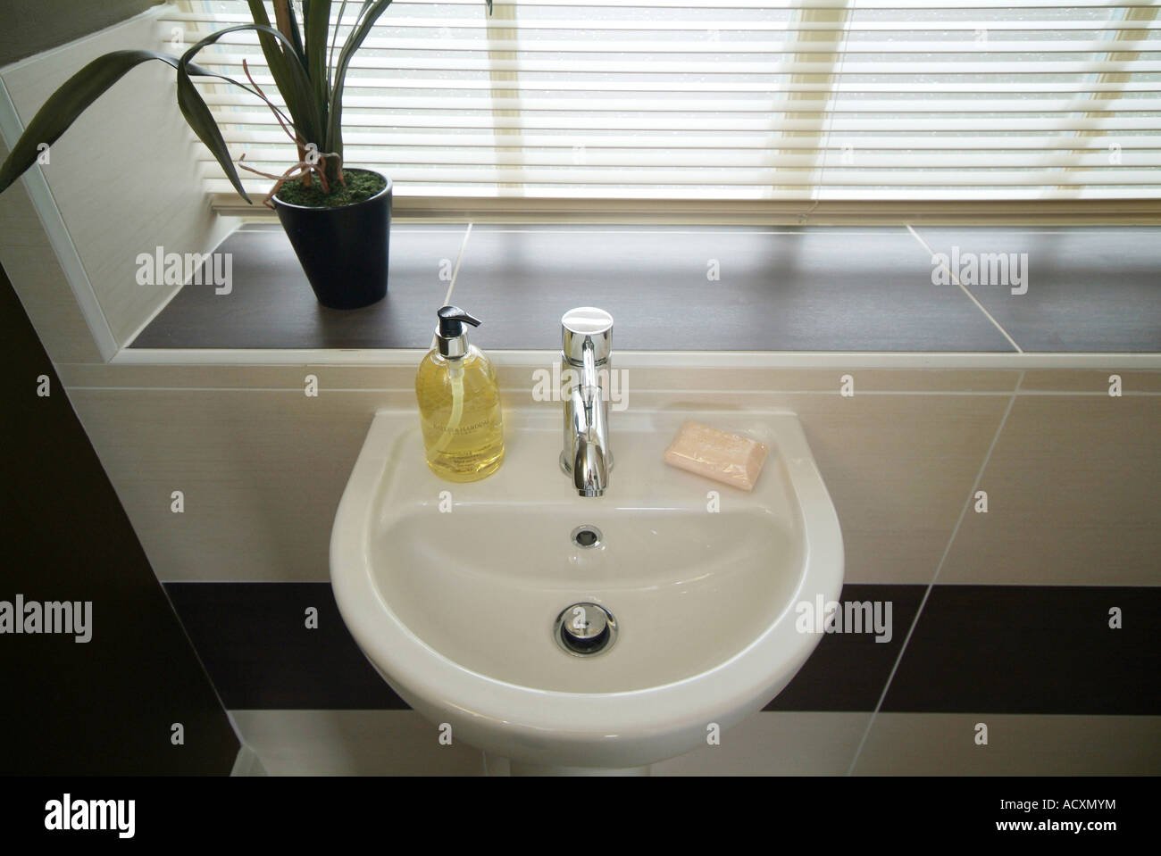 Wash Basin in new Apartment, UK Stock Photo