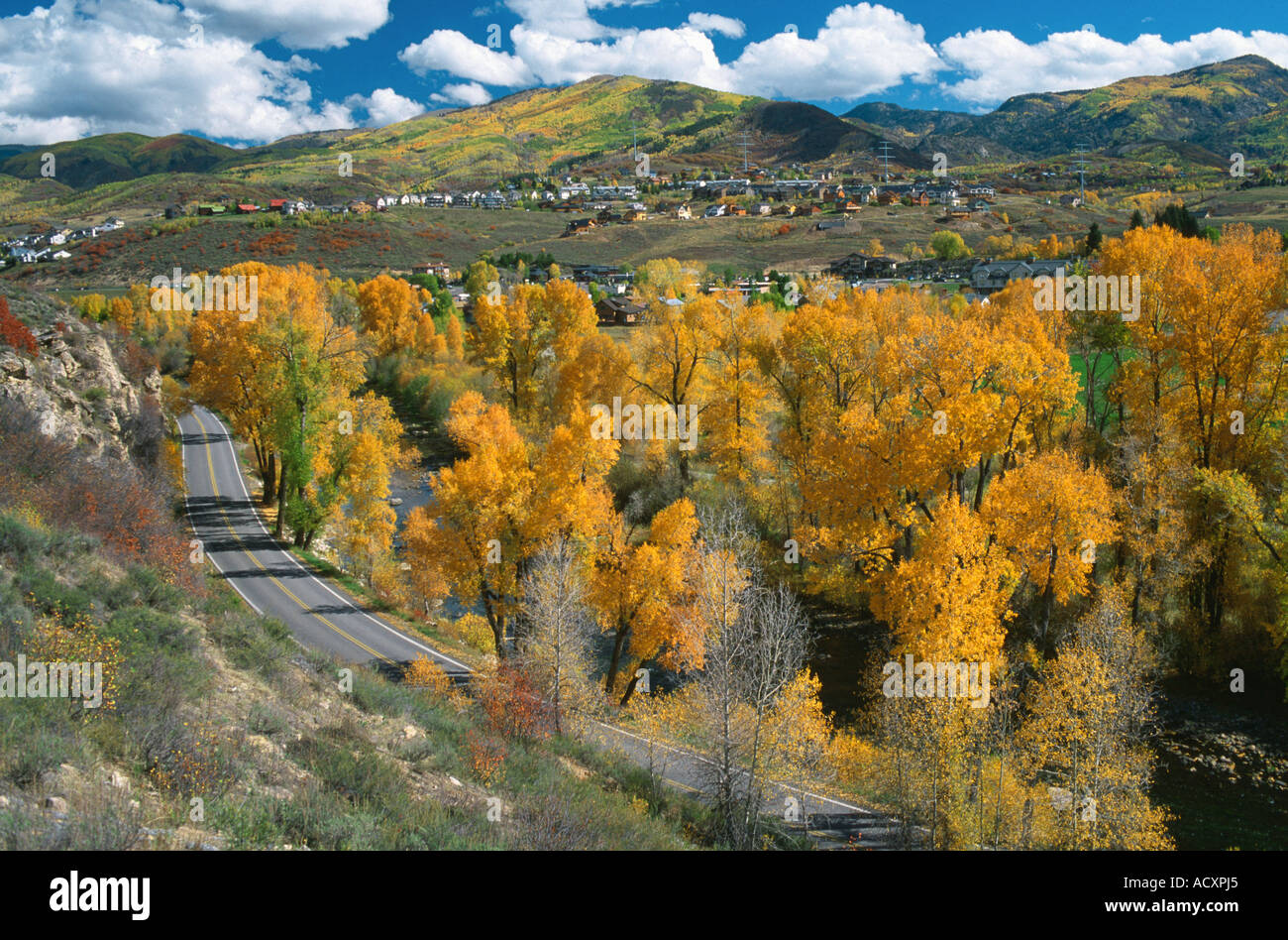 Fall colors in old town Steamboat Springs CO USA Stock Photo Alamy