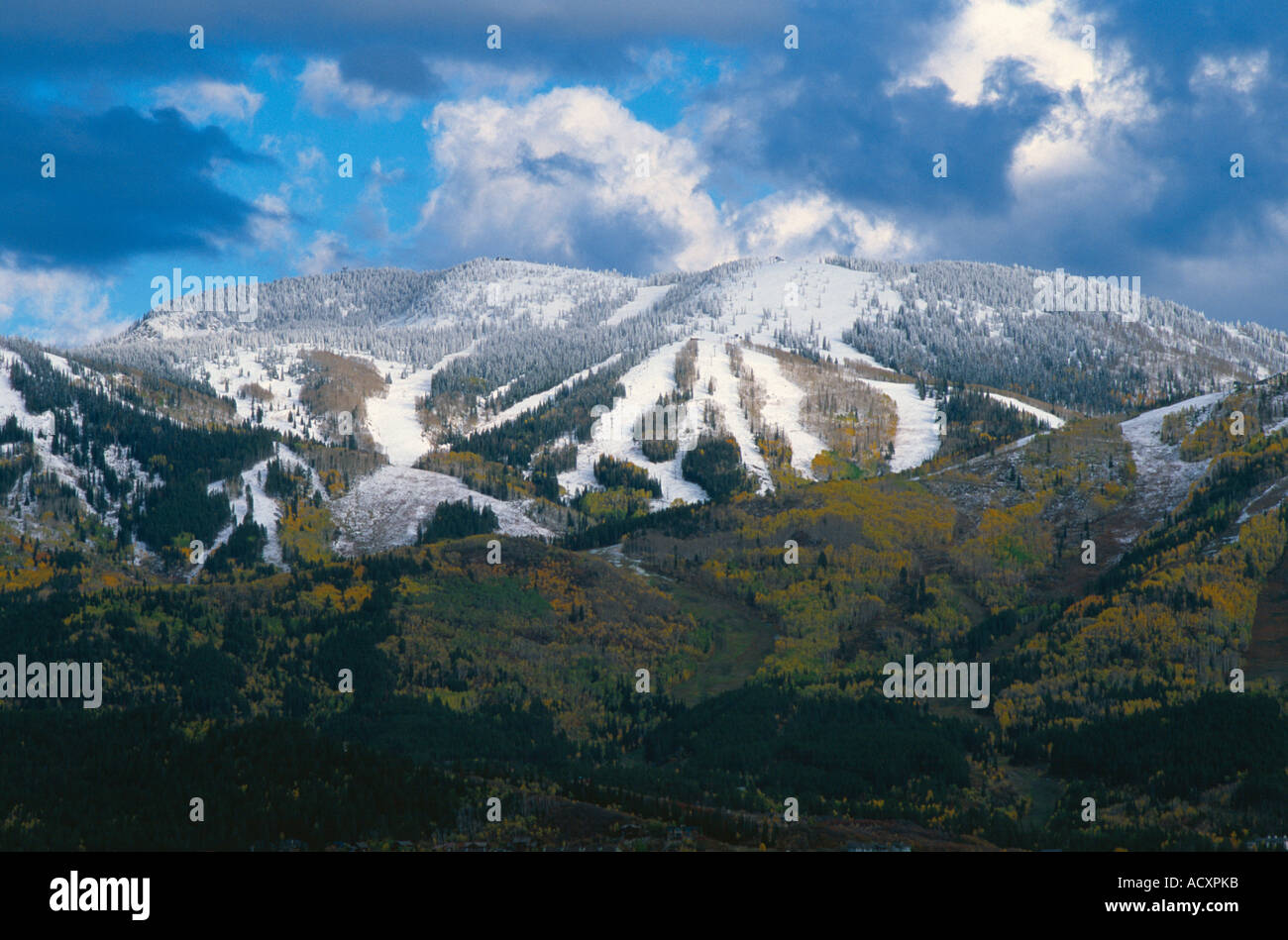 First snow on ski area Steamboat Springs Colorado USA Stock Photo - Alamy